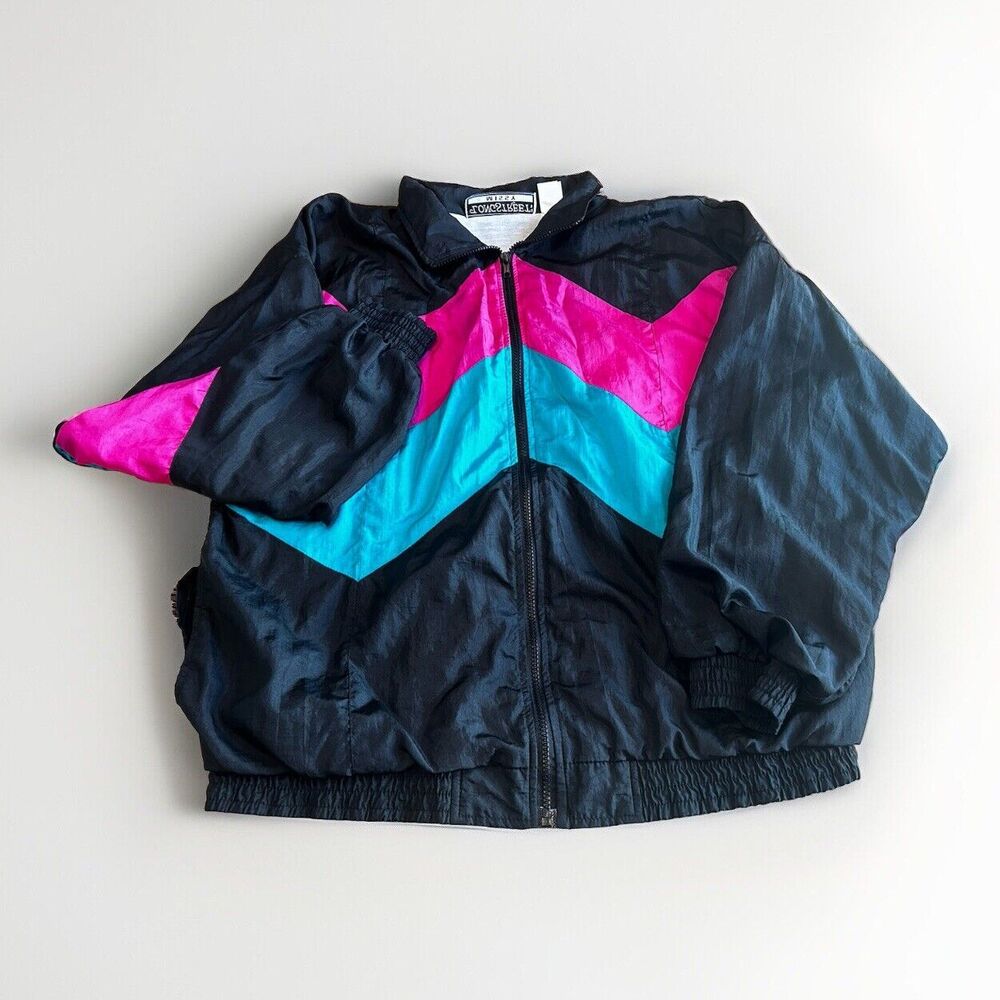 Vintage Longstreet Missy 90s Windbreaker Jacket Womens XL Colorblock